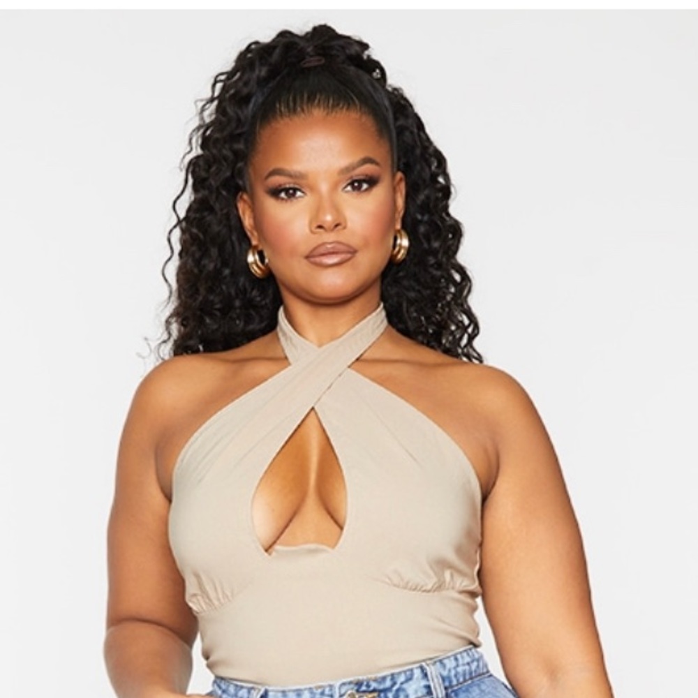 Nude halter body suit